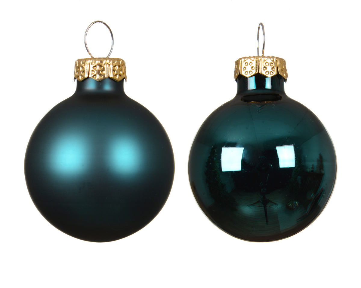 Emerald Matte & Shiny Glass Baubles 7cm - Pack of 8