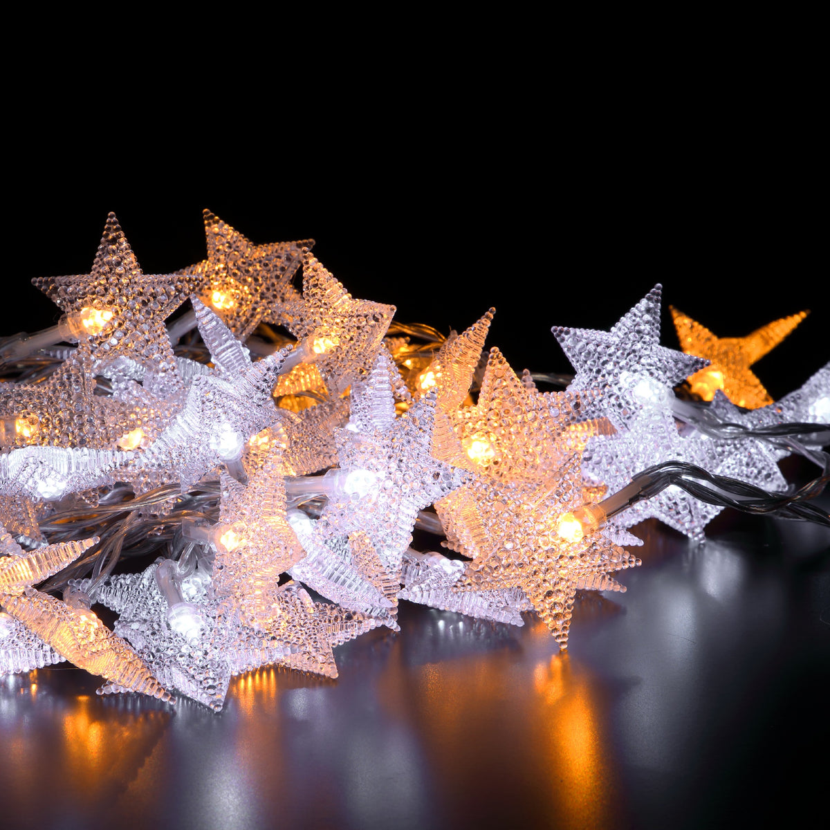 NOMA Warm White & White Star Garland Lights - Set of 40