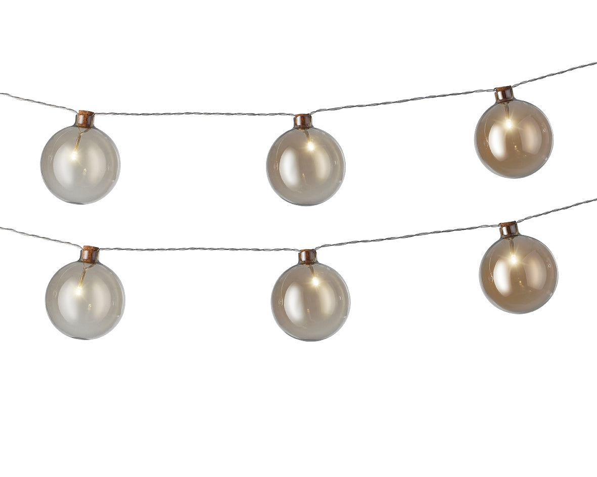Battery Operated Amber Garland of Baubles Hanging Decoration with Warm White Micro LEDs