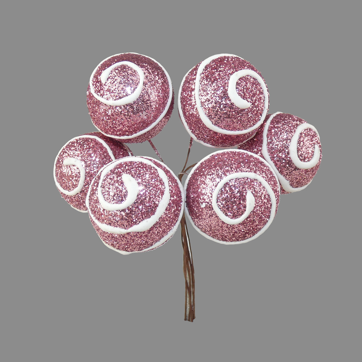 Pink & White Candy Cane Swirl Ball Pick Set of 6 Southwood