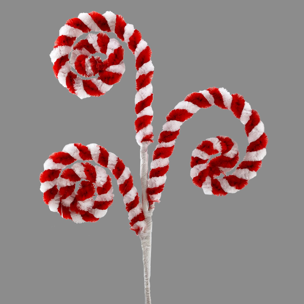 Chenille Red & White Candy Cane Swirl Pick 20cm Southwood Christmas