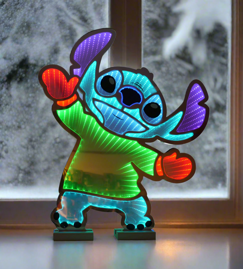 Disney Christmas Dancing Stitch Infinity Mirror Light 60cm