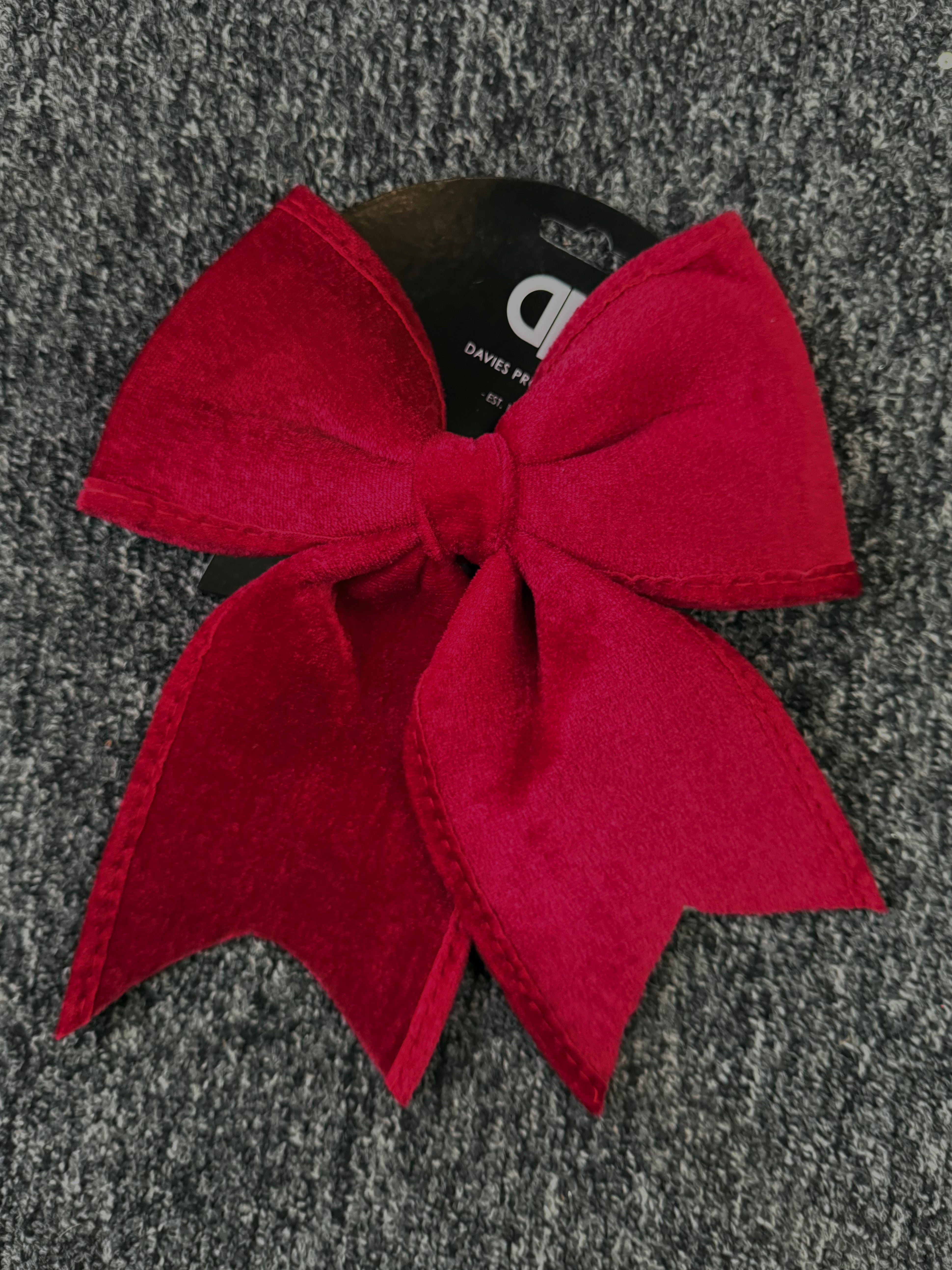 Small Dark Red Burgundy Velvet Bow - 24cm
