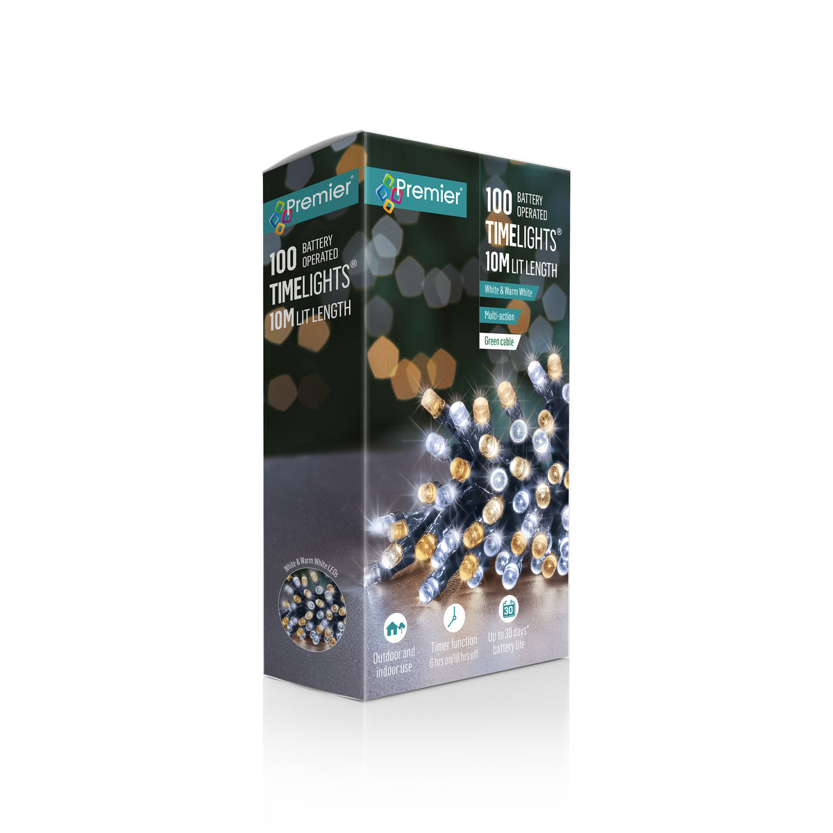 Battery Operated Multi Action White & Warm White Mix Coloured LED Timelights