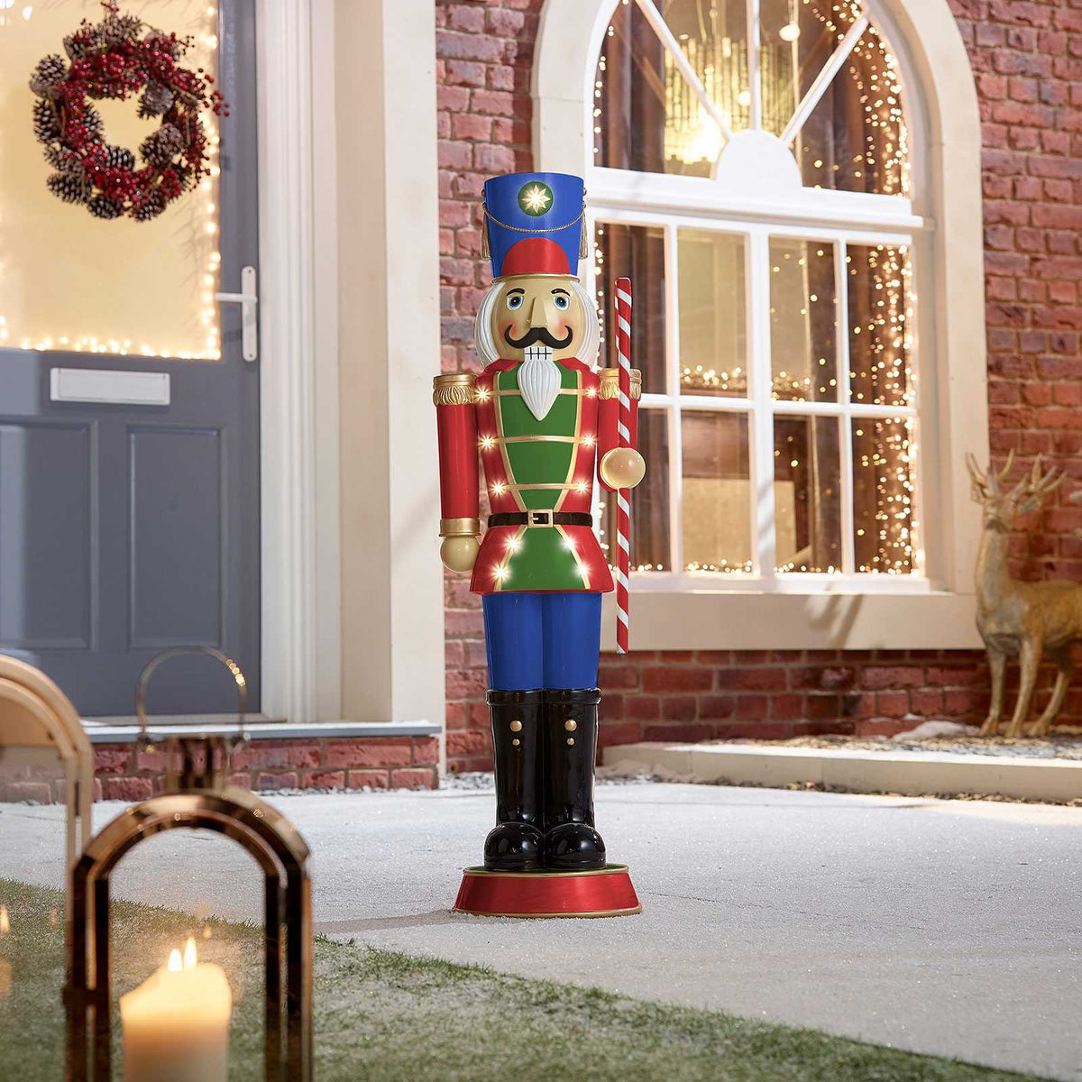 Noel the 3ft Red Giant Nutcracker with Candy Cane Light Up Indoor or
