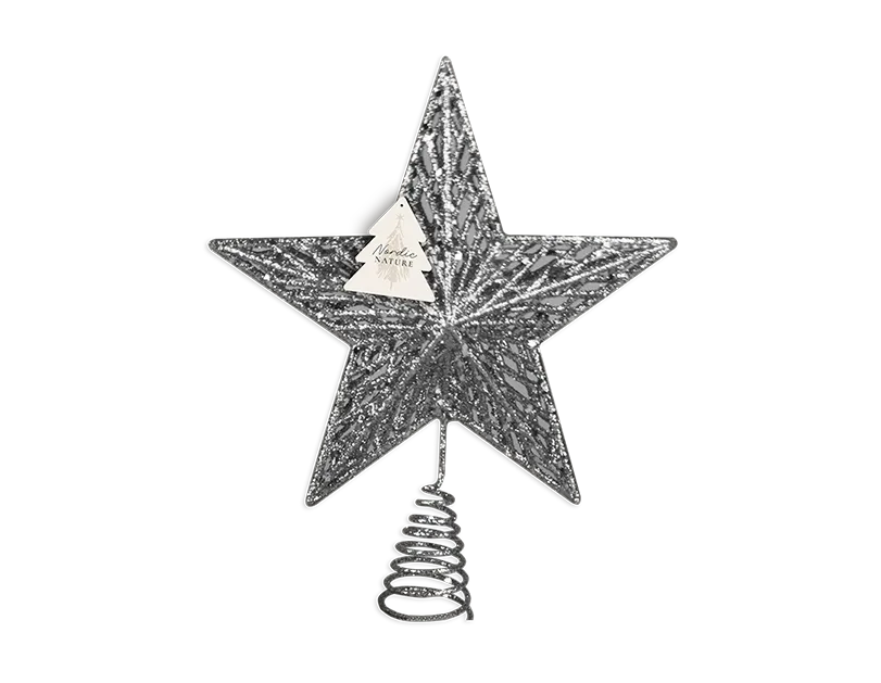 Silver Glitter Star Tree Topper 17cm – Southwood Christmas Shop