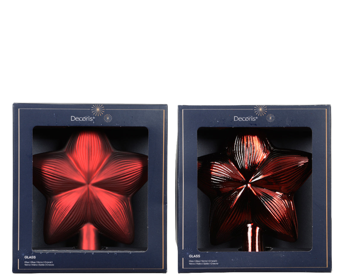 Oxblood Red Glass Star Shiny or Matte Tree Topper