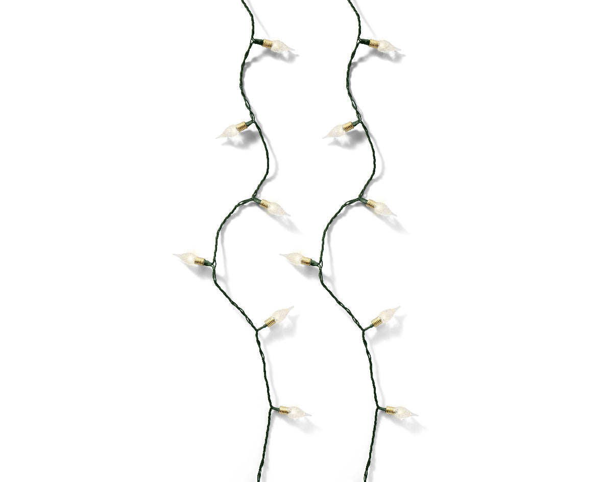 Warm White LED Battery Operated Twinkle Vintage Lights with Green Cable - 50 LEDs