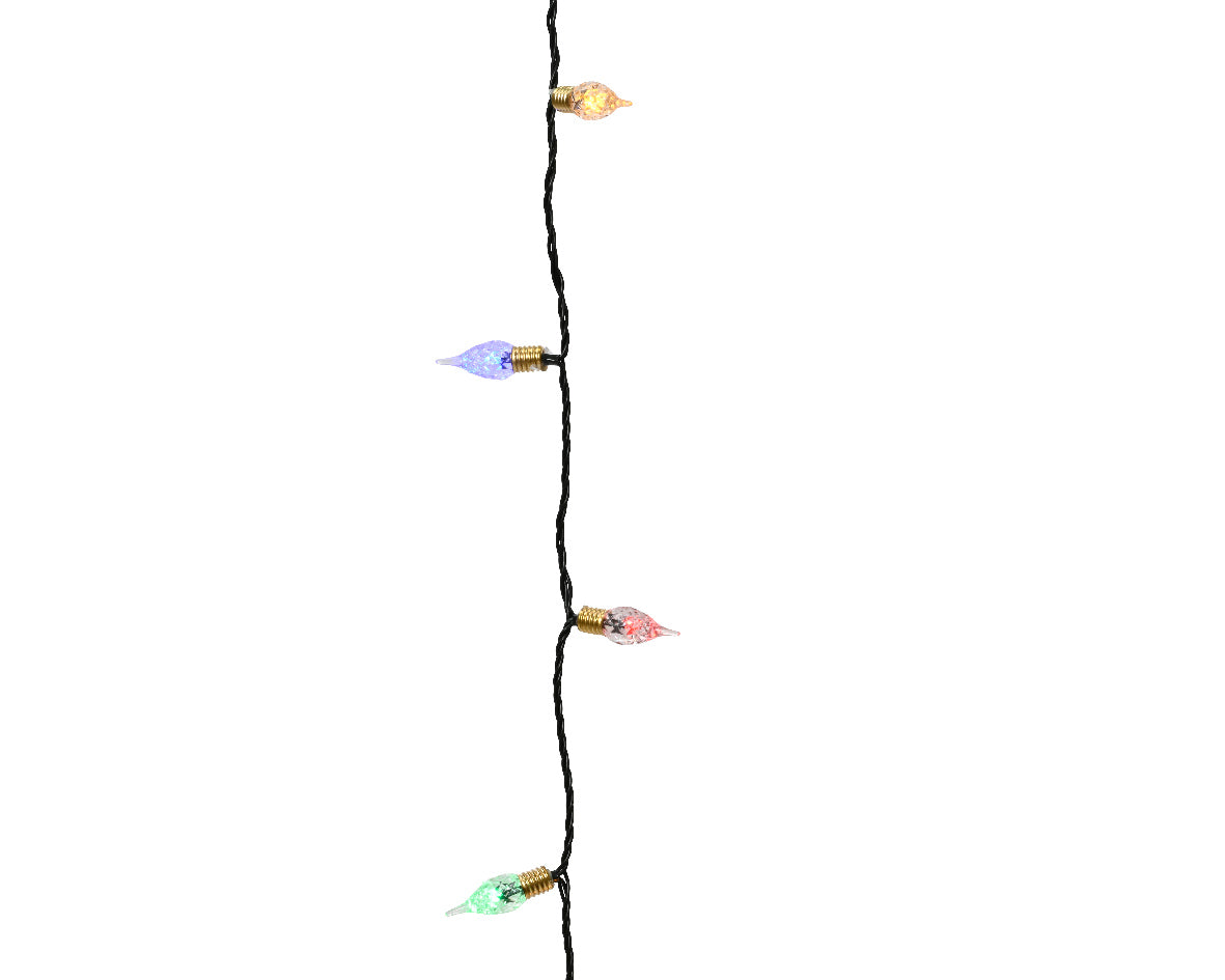 Multicoloured LED Twinkle Vintage Lights with Green Cable - 17.9m with 180 LEDs