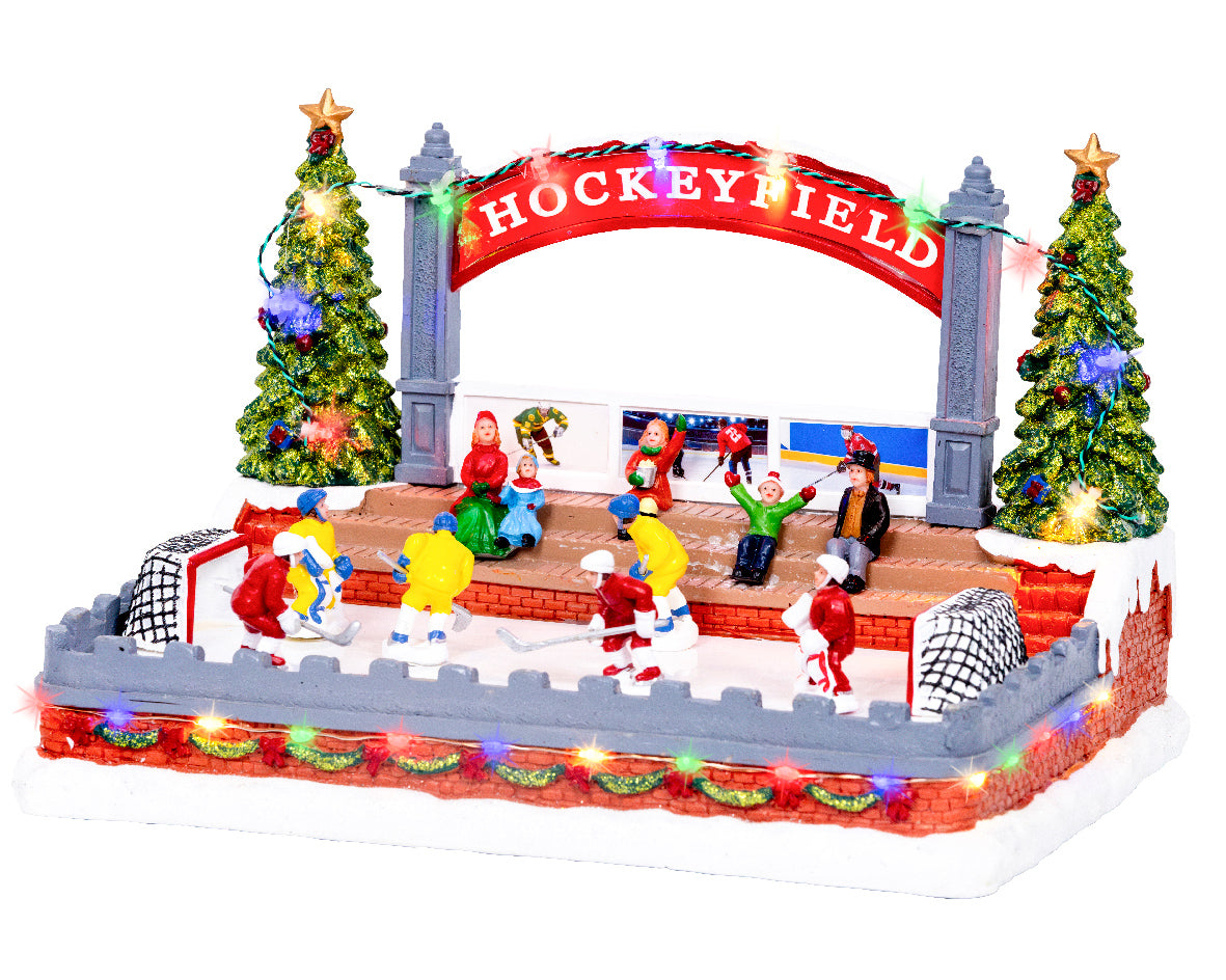 Lumineo Christmas Village Ice Hockey Rink with Lights & Motion