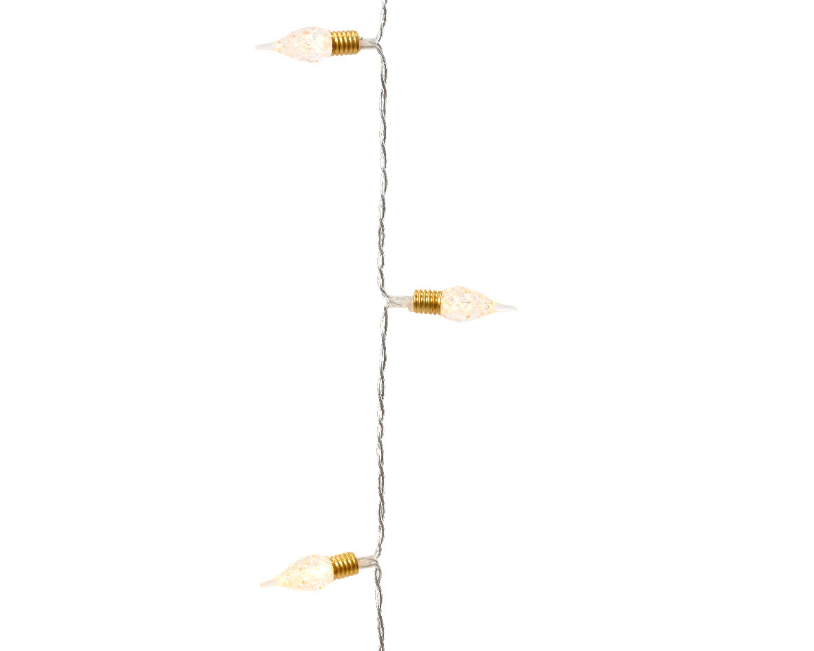 Warm White LED Battery Operated Twinkle Vintage Lights with Transparent Cable - 50 LEDs