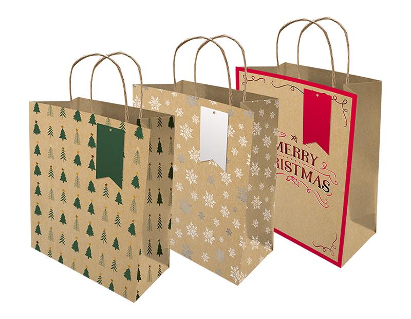 Medium Foiled Kraft Christmas Gift Bag Southwood Christmas Shop
