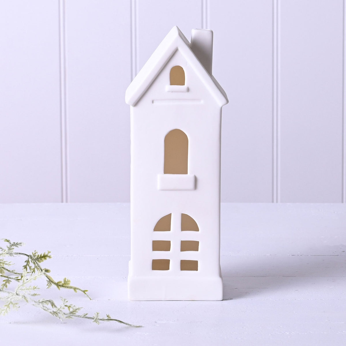 White Ceramic House Ornament Light Up LED Southwood Christmas Shop