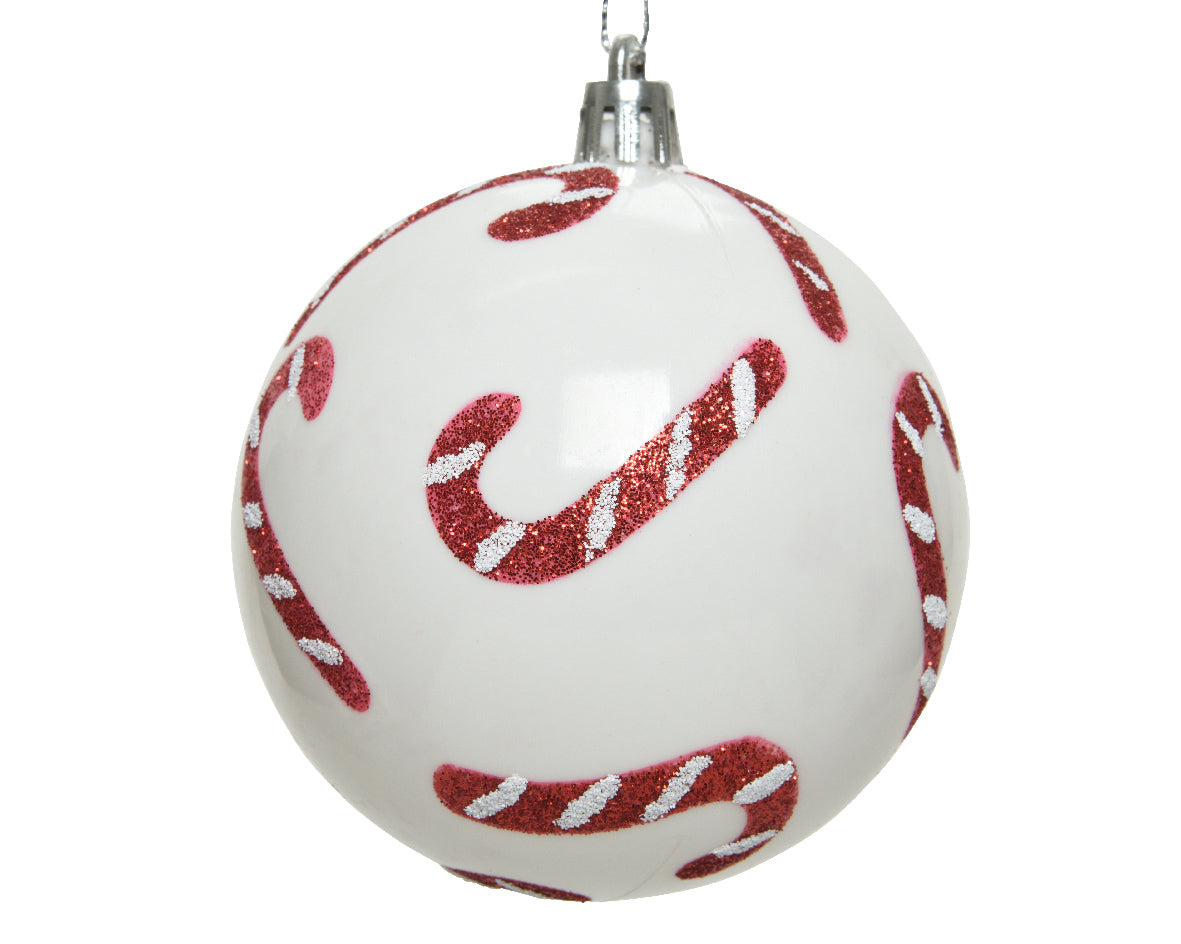 Shatterproof Bauble with Glitter Candy Cane Detail – Southwood ...