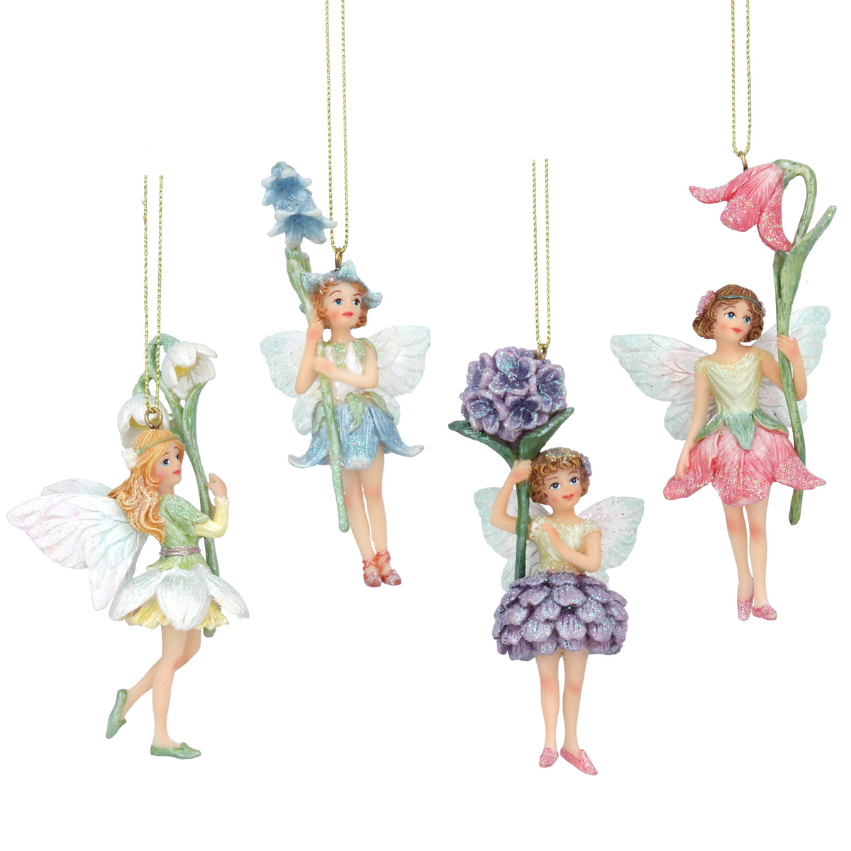 Gisela Graham Stunning Pastel Resin Flower Fairy Christmas Tree Deco