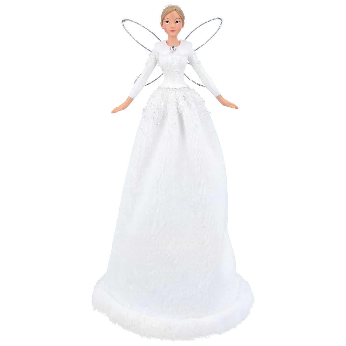 Gisela Graham Lux Resin/White Fabric Fairy Tree Topper Large