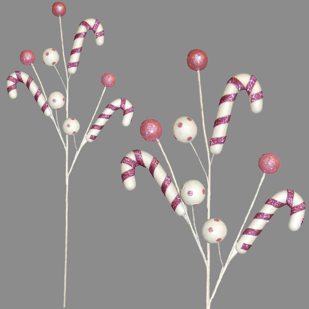 Pink & White Candy Cane Ball Pick 65cm Southwood Christmas Shop