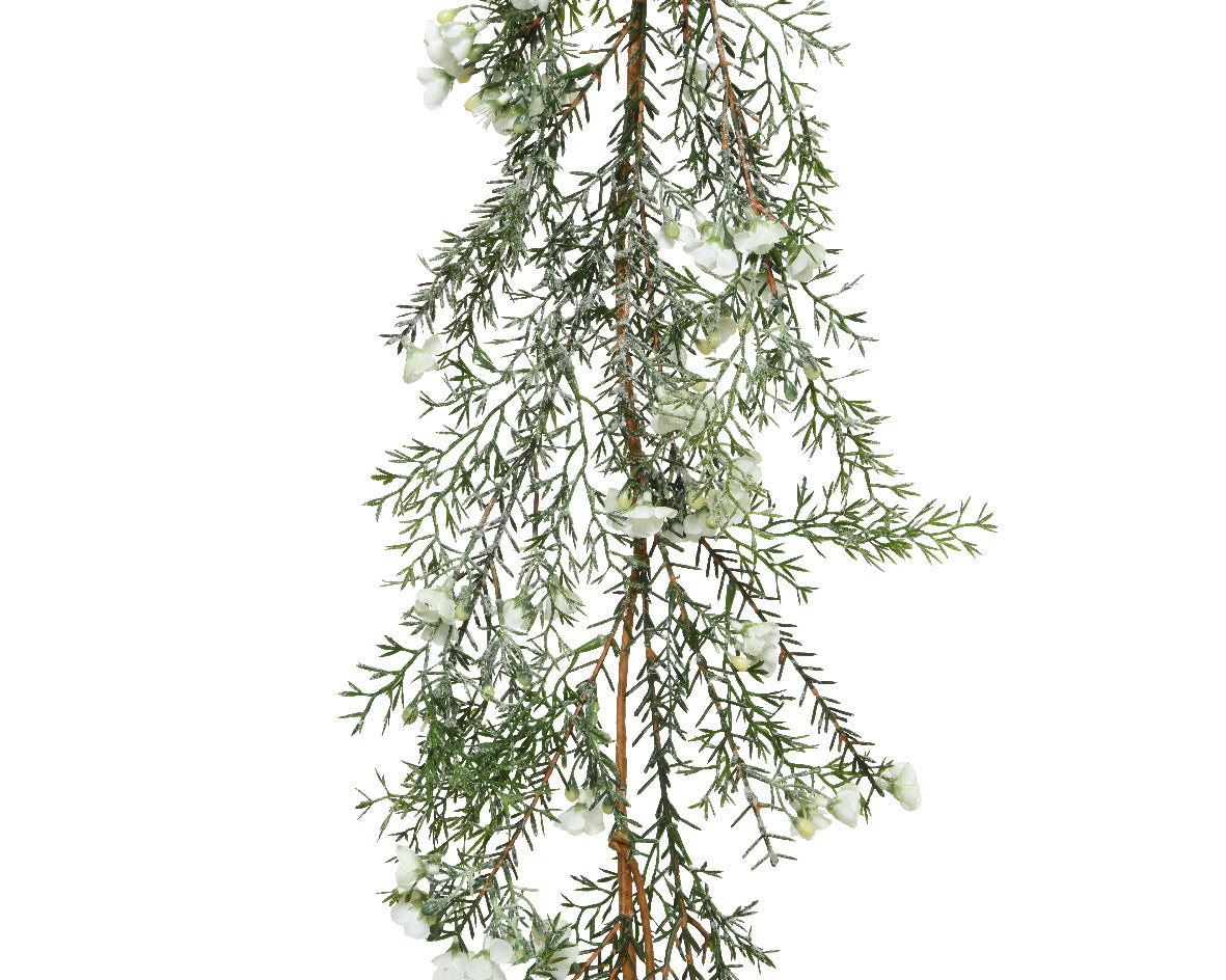 Frosted White Flower Christmas Garland 180cm Southwood Christmas Shop