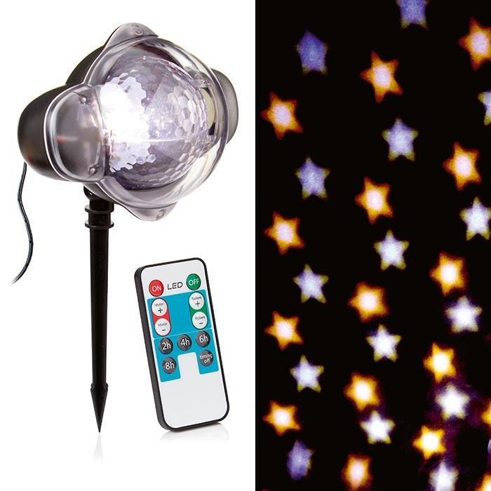Outdoor Warm & Cold White LED Star Projector with Timer and Remote Con