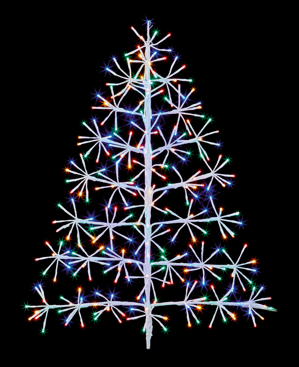 White Starburst Tree with Twinkling MultiColoured LED Lights