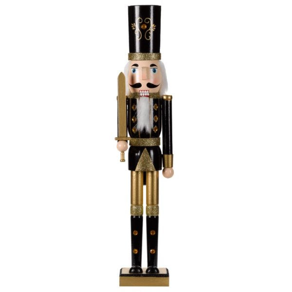 Three Kings Black & Gold Jumbo Nutcracker 70cm Southwood Christmas Shop