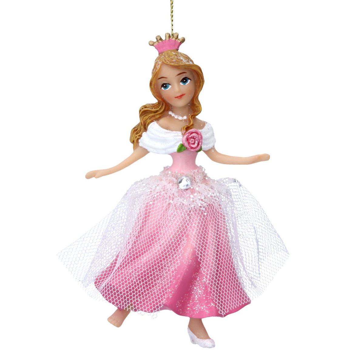 Gisela Graham - Resin Pink Sleeping Beauty Christmas Tree Decoration / Bauble
