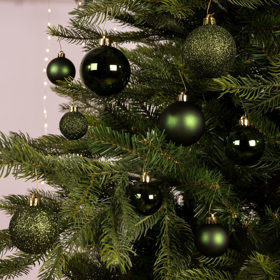 Pine Green Shatterproof Assorted Sized Christmas Baubles - Tube of 30