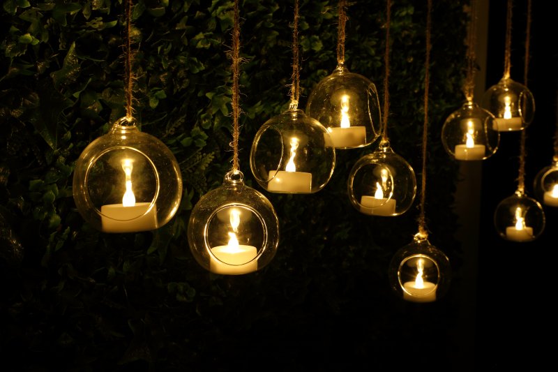 NOMA Jute Rope Floating TeaLight Candles in Glass Bubbles with Remot