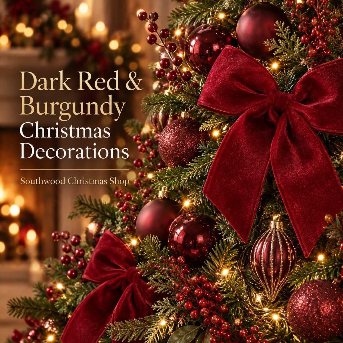 Burgundy & Dark Red Velvet Christmas Decorations