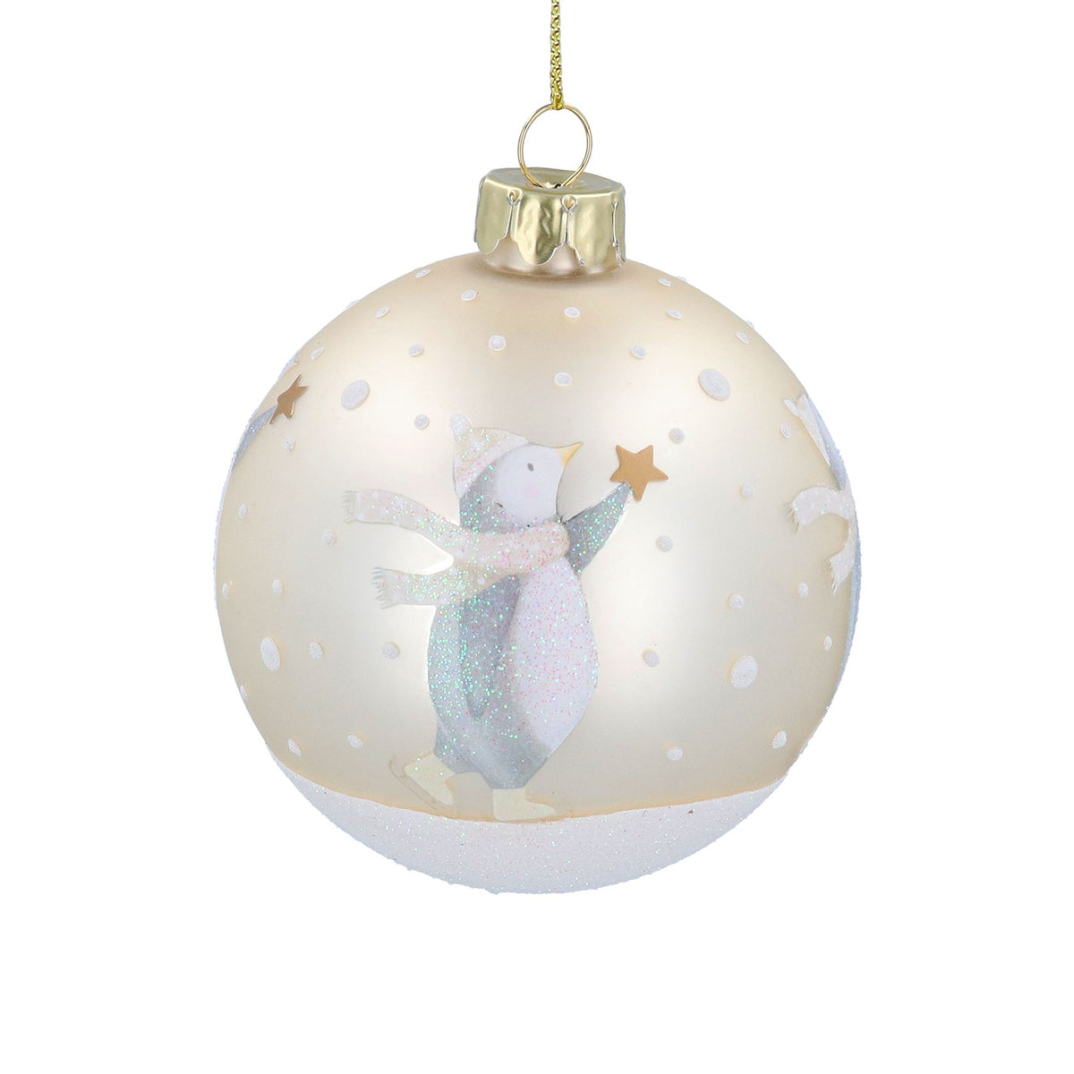 Gisela Graham Matt Pale Gold Baby's 1st Christmas with Penguin - 8cm