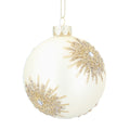 Gisela Graham Matt Cream Gold Glass Bauble with Gold Star Bursts - 8cm