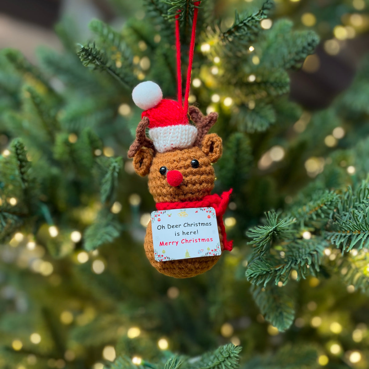 Crochet Reindeer Christmas Bauble - 11.6cm
