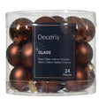 Set of 24 Mini Matt and Shiny Espresso Glass Baubles - 2.5cm