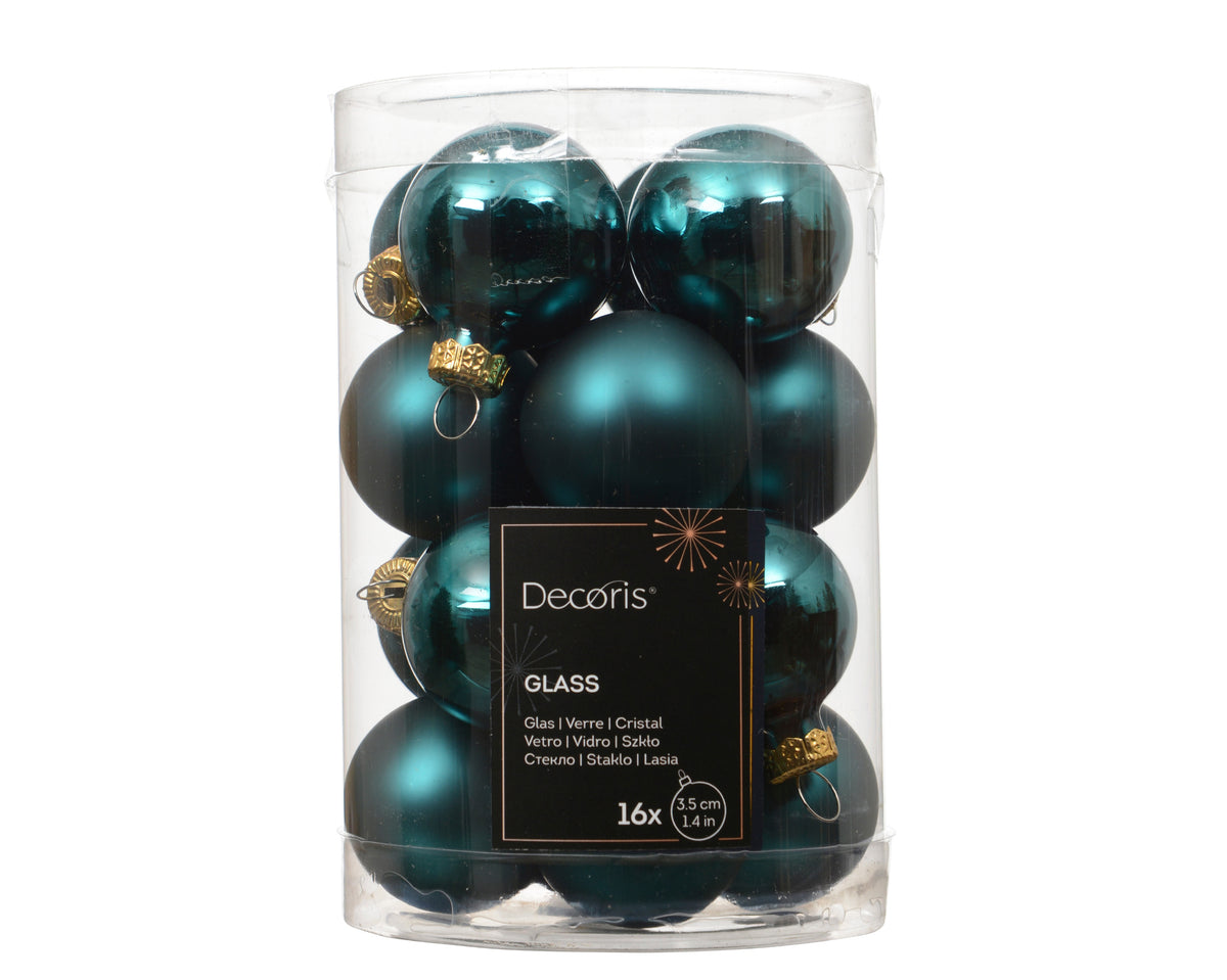 Emerald Matte and Shiny Baubles 3.5cm - Pack of 16