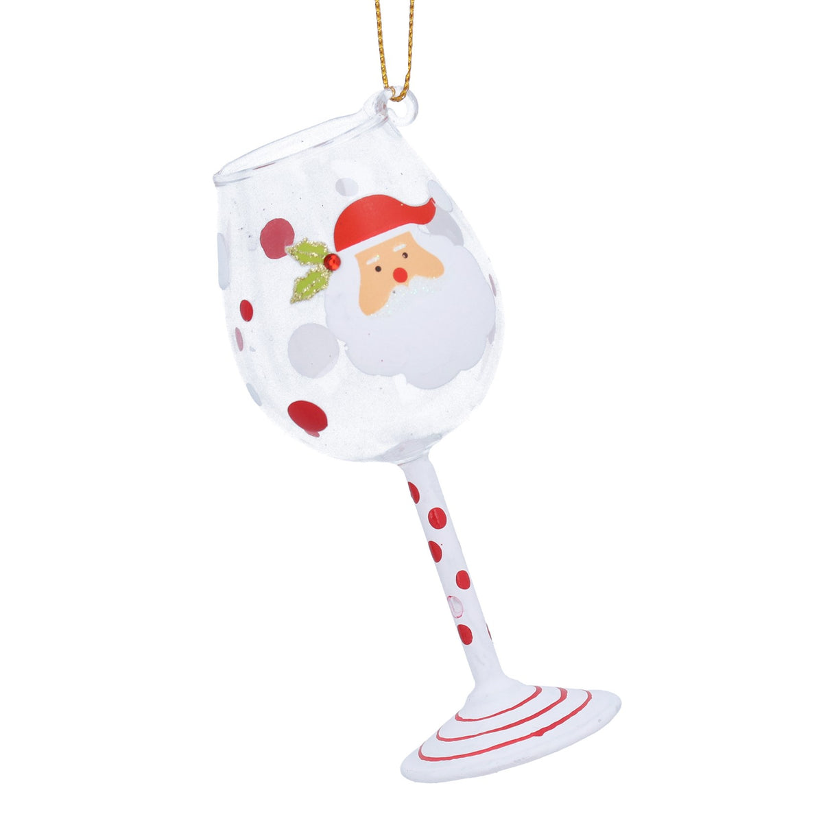 Gisela Graham - Santa Wine Glass Shaped Christmas Bauble - 11cm