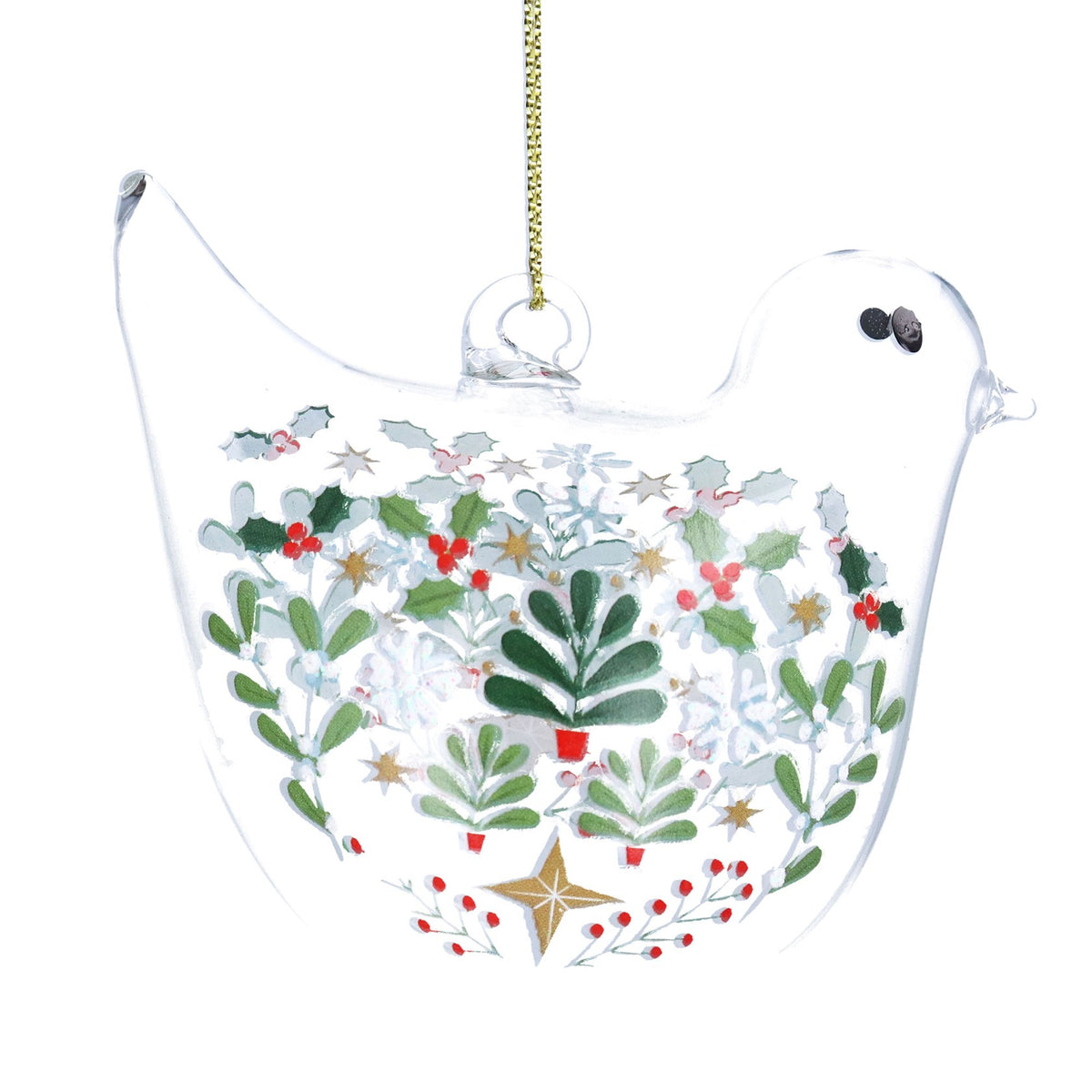 Gisela Graham Alpine Glass Bird Christmas Bauble
