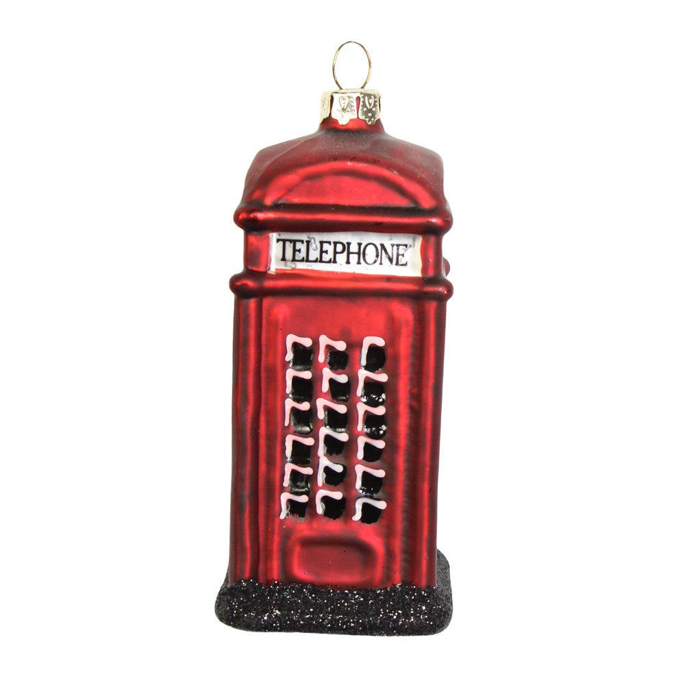Gisela Graham Red British Telephone Box Glass Bauble 9cm