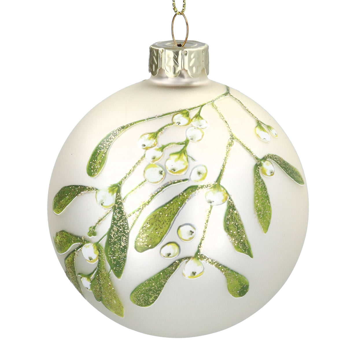 Gisela Graham - Matt Off White Glass Ball Bauble - 8cm