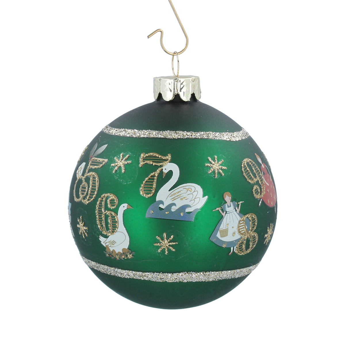 Gisela Graham - Matt Green 12 Days of Christmas Glass Ball Tree Decoration