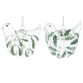 Gisela Graham - Clear Glass Bird with Mistletoe Tree Decoration / Bauble - Single