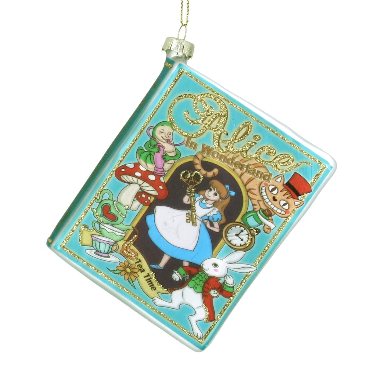 Gisela Graham - Glass Alice in Wonderland Book Christmas Tree Bauble