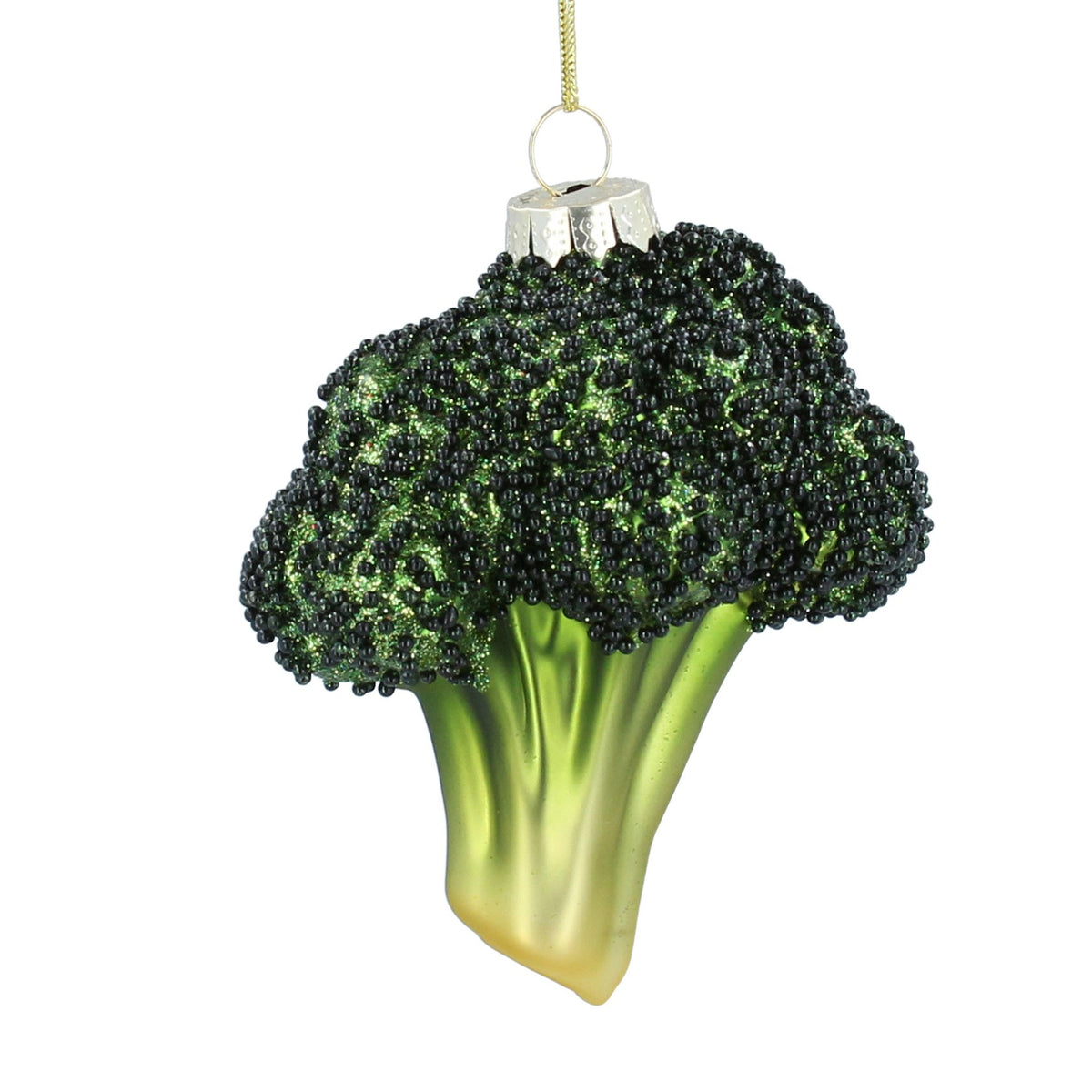 Gisela Graham Broccoli Stem Glass Christmas Bauble - 9cm