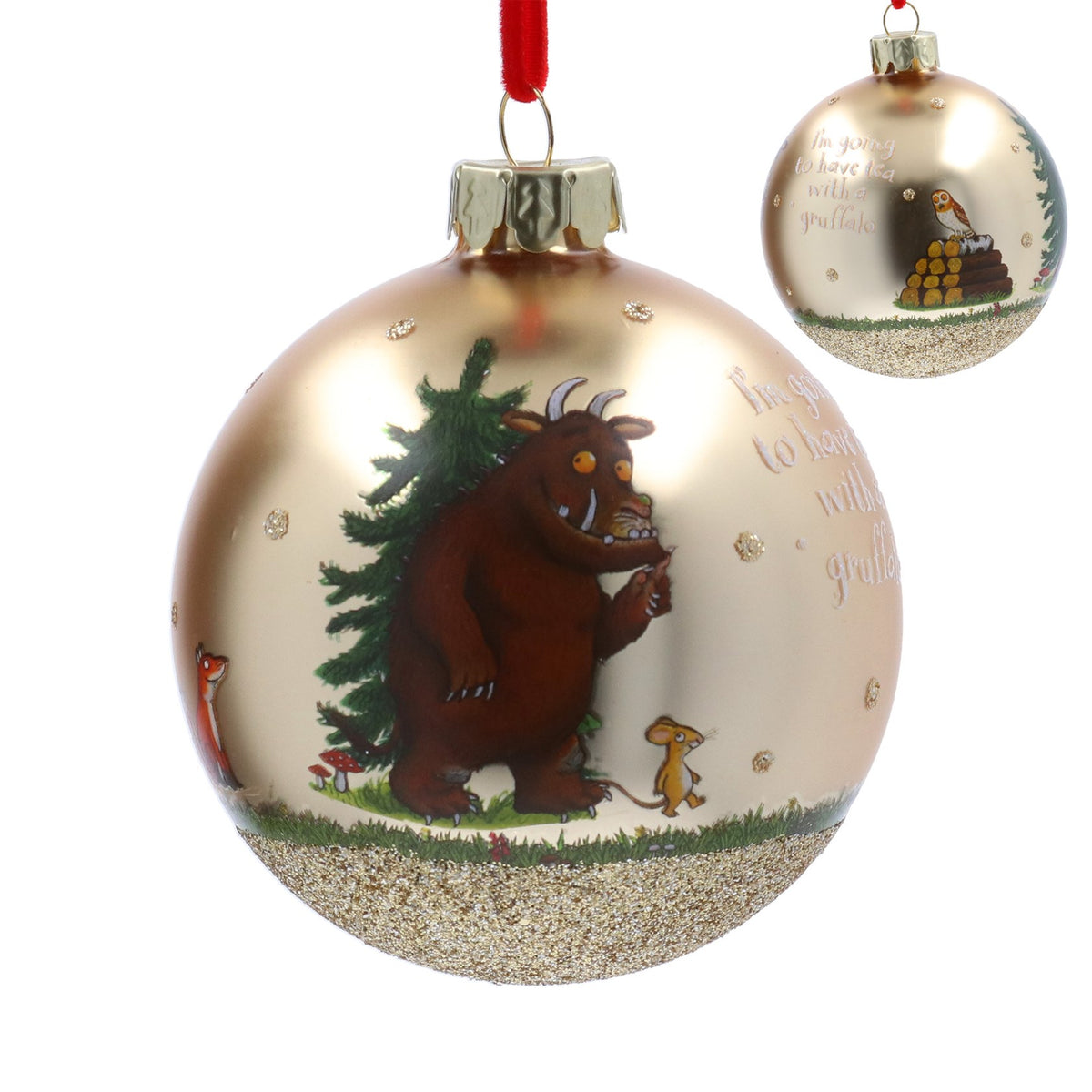 Gisela Graham - Gruffalo & Mouse Glass Ball Bauble - 8cm