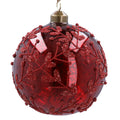 Gisela Graham - X-Large Burgundy Dark Red Glass Antique Beaded Bauble - 12cm