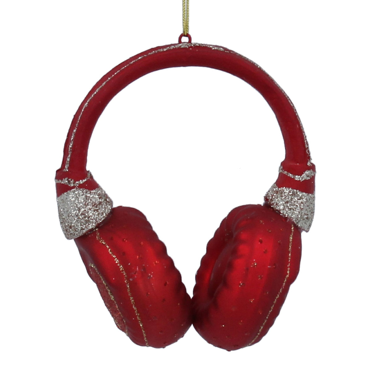 Gisela Graham Glass Red Earphones Christmas Bauble - 10cm