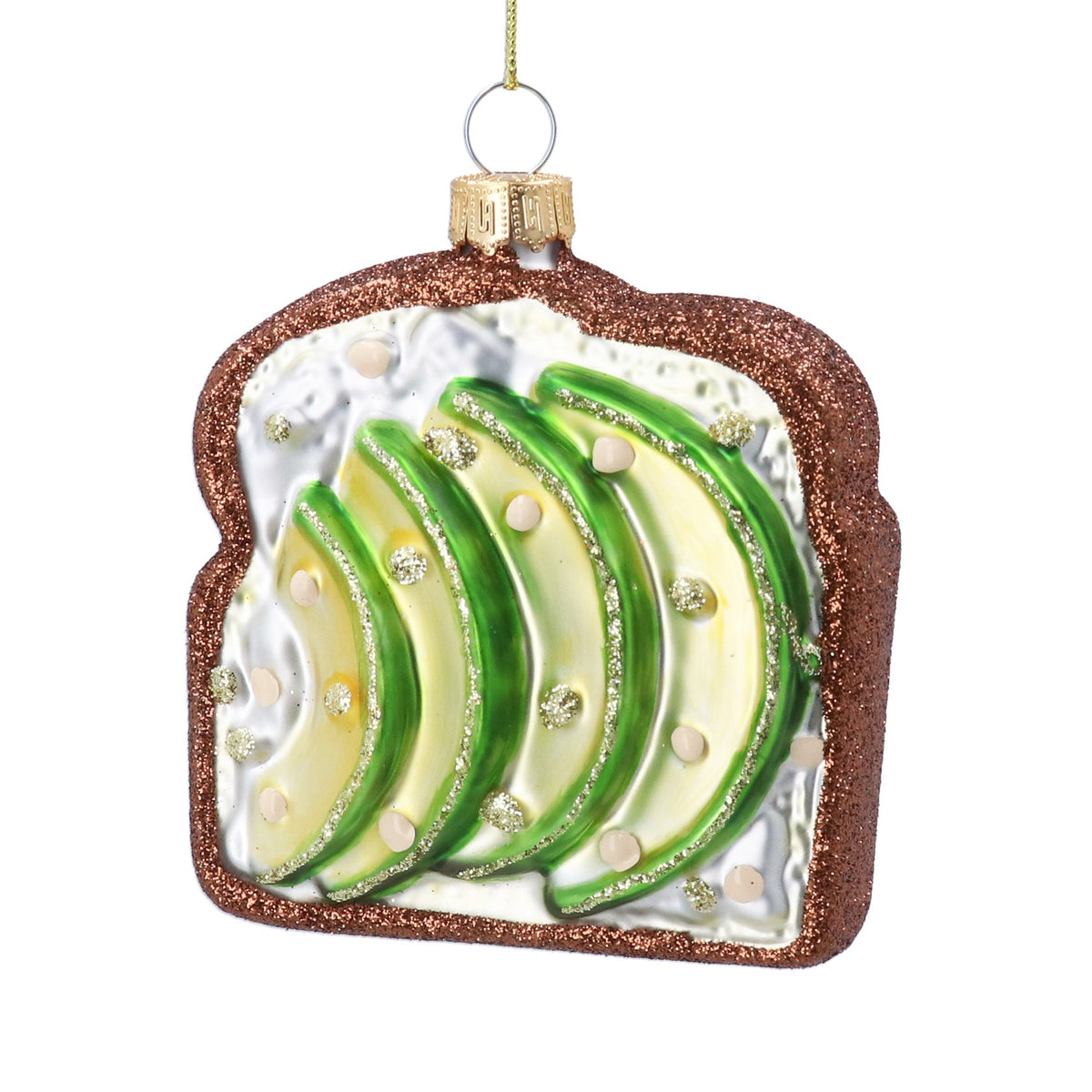 Gisela Graham - Glass Avocado on Toast Bauble - 8cm