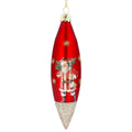 Gisela Graham - Matt Red Teardrop Bauble with Gold Sparkles and Santa Detail