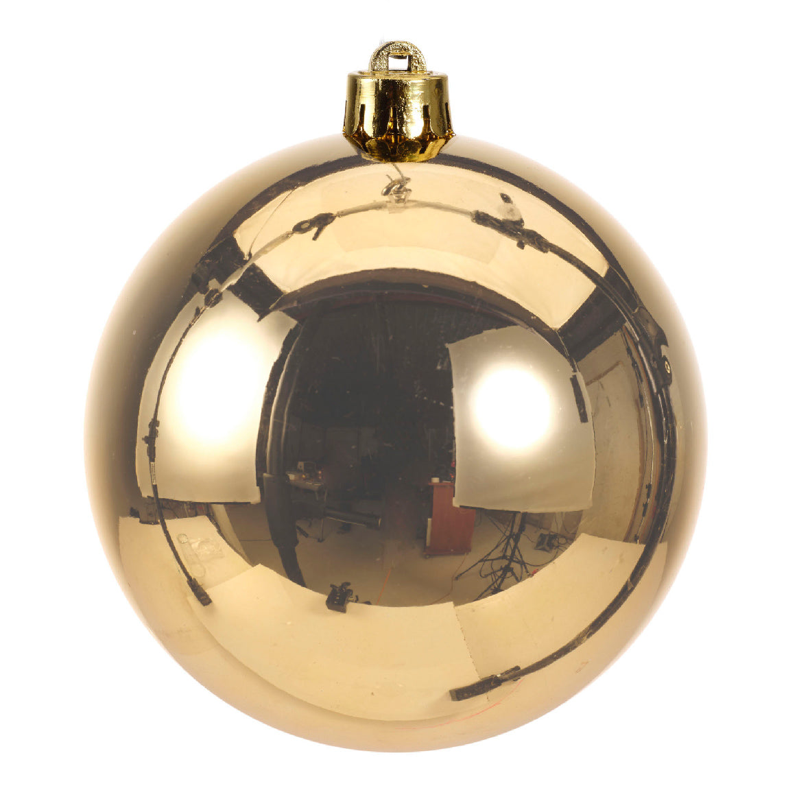 Set of 4 Large Matt & Shiny Light Gold Shatterproof Baubles - 10cm