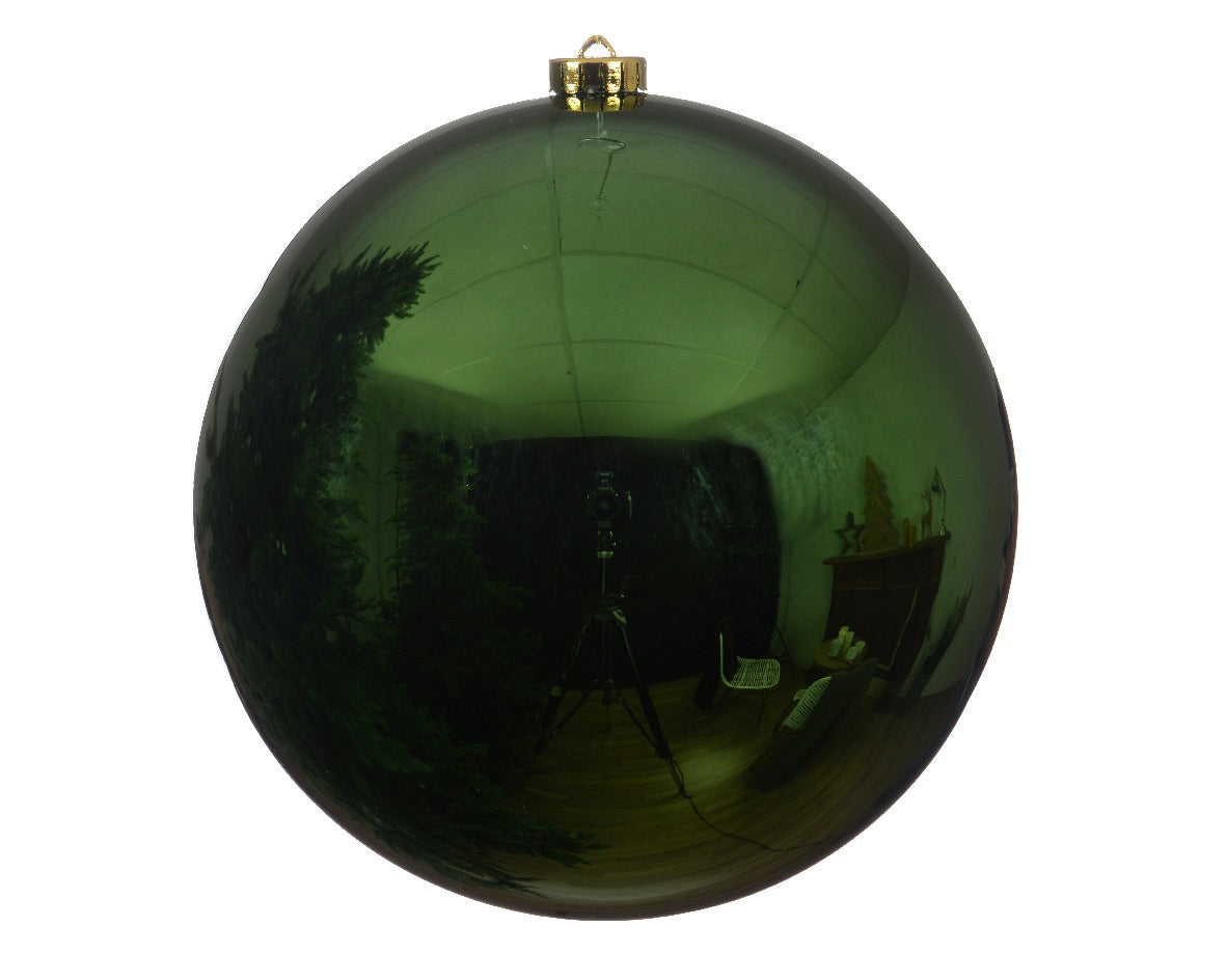 Giant Shiny Pine Green Shatterproof Bauble - 20cm