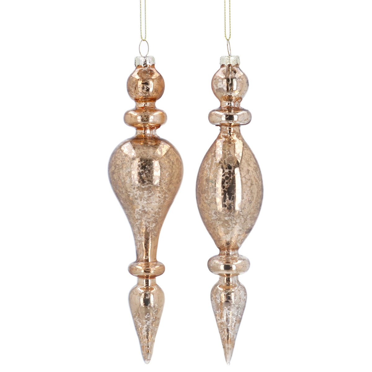Gisela Graham - Antique Gold Glass Finial Drop Hanging Single Bauble